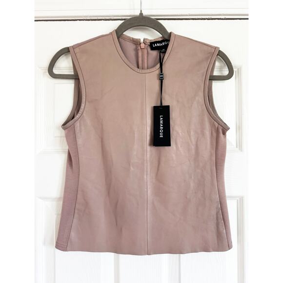 LAMARQUE SOFIA SLEEVELESS LEATHER TOP SIROCCO - Picture 2 of 7